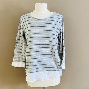 Buffalo Striped Cotton Shirt Mock Dress, Size L